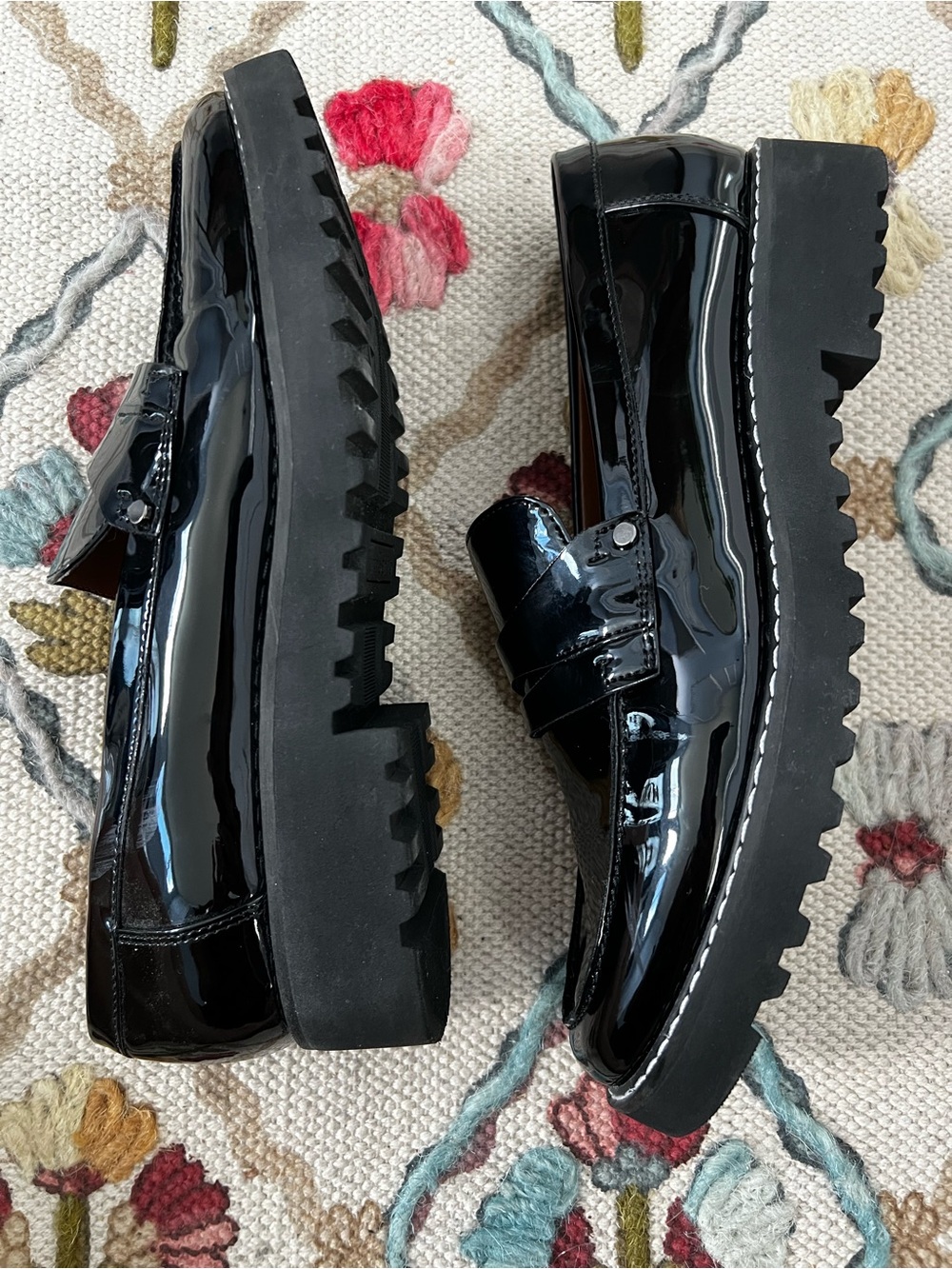 Franco Sarto Black Patent Penny Loafers - Picture 6 of 11